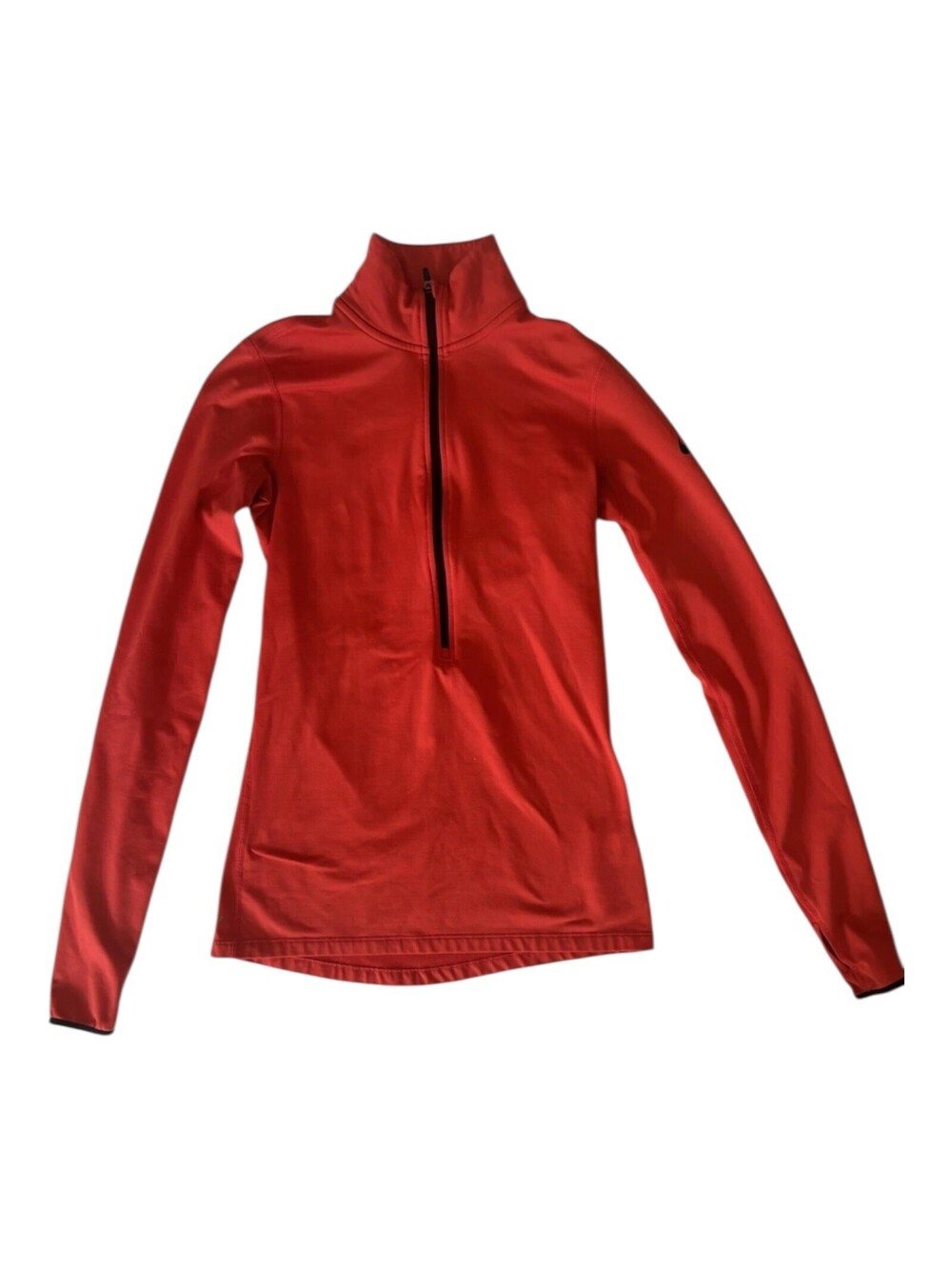 Nike Pro Women’s Dri Fit Long Sleeve 1/2 Zip Top, Red, Thumb Holes, Size Large